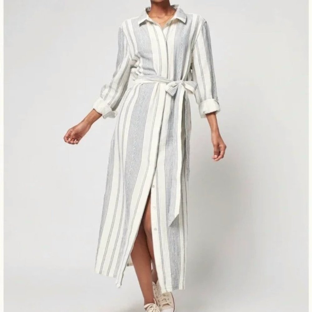 Faherty Brand Dream Cotton Gauze Iris Dress in Dobby Dream Tidal Wave S